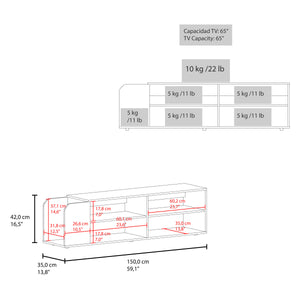 English Elm TV Stem Stand 16.5" H, 4 Shelves in Natural Oak & Alby Blue — Compact, Durable Media Storage for Living Rooms B097P395909