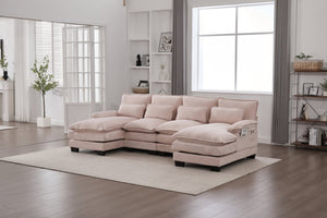 English Elm United We Win U-Shaped Modular Cloud Couch, 110" Chenille Sectional With Memory Foam & Storage W1568S00236-GIGA