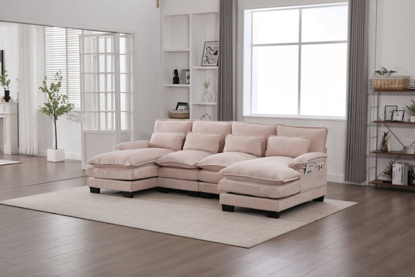 English Elm United We Win U-Shaped Modular Cloud Couch, 110" Chenille Sectional With Memory Foam & Storage W1568S00236-GIGA