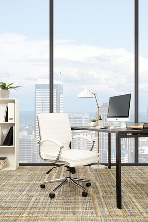 OSP Home Furnishings Mid Back Faux Leather Manager Chair with Lumbar Support and Chrome Loop Arms White SPX23591C-U11