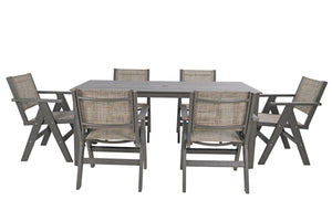 English Elm 68.9-inch Outdoor Rectangular Dining Table Hips Wood Grain Seats Six with Umbrella Hole W2085P364129