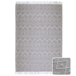 English Elm Orton 6 x 9 Area Rug Ivory Taupe Handwoven Wool Blend Geometric Pattern with Hand-Knotted Fringe B136P188393