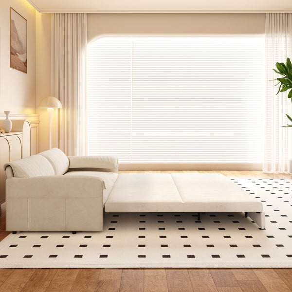 English Elm 66" Queen Pull Out Sofa Bed - Stylish 3-In-1 Convertible Velvet Loveseat With Storage & Wheels W1885S00221