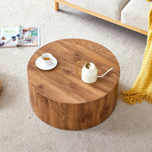 English Elm Cave Stone Patterned Mdf Round Coffee Table for Minimalist Industrial Living Rooms Wood W1151P460952