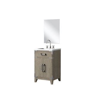 English Elm Grey Oak Single-Sink Vanity Set With Acrylic Countertop, Mirror & Faucet For Compact Spaces B2731S01999