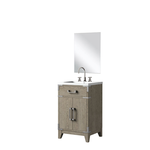 English Elm Grey Oak Single-Sink Vanity Set With Acrylic Countertop, Mirror & Faucet For Compact Spaces B2731S01999