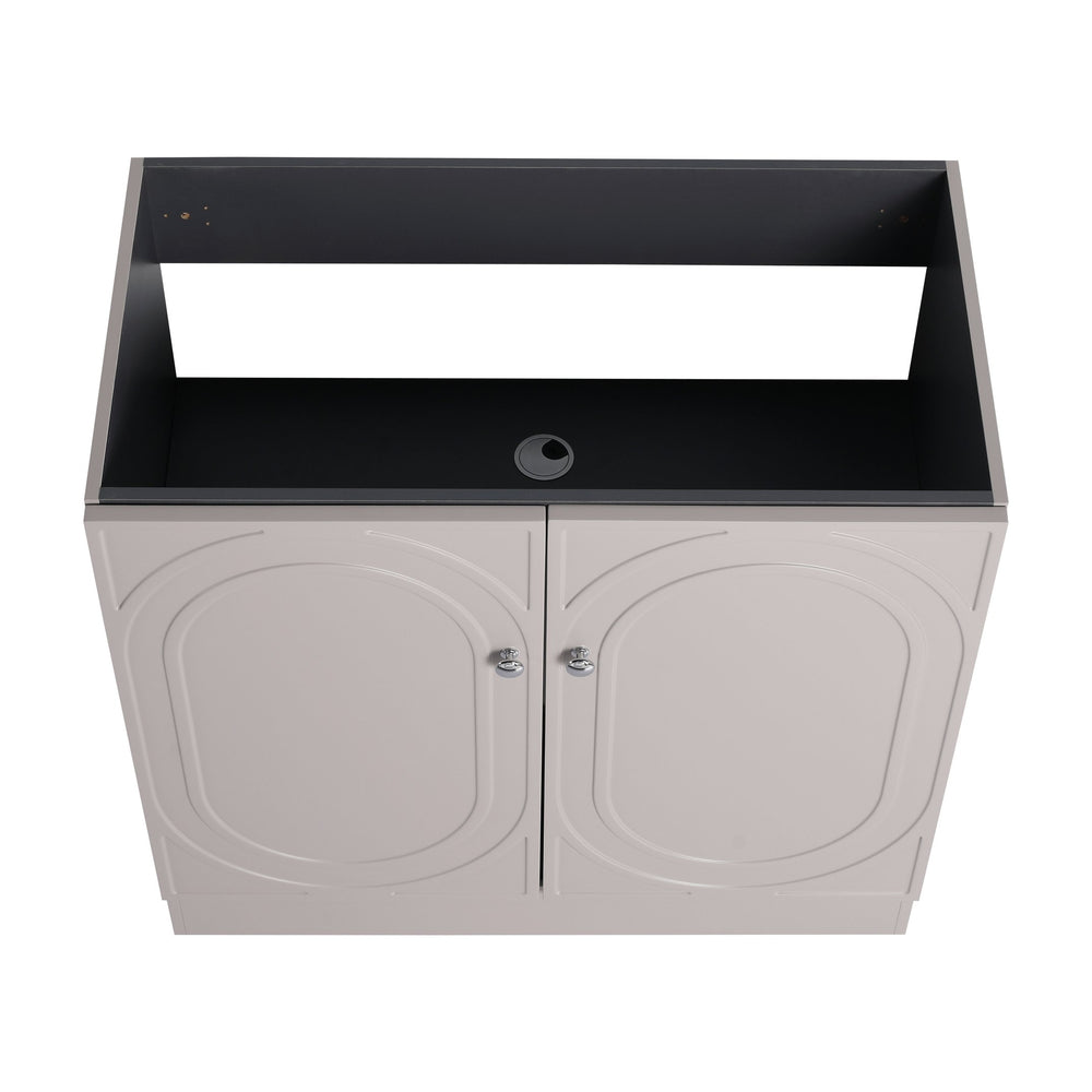 English Elm 36" Freestanding Bathroom Vanity with Resin Sink, Soft-Close Doors, Adjustable Shelf & 3 Handles W999S00336