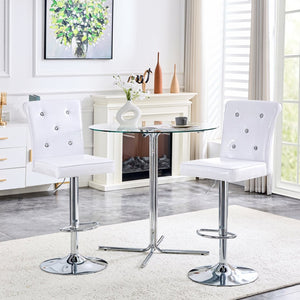 English Elm A Set of 2 Glam Faux Alligator Pvc Barstools with Crystal Buckle Detail White W1512P491871