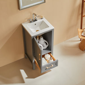English Elm Fully Assembled 18 Inch Bathroom Vanity Rubberwood Build Soft Close Powder Room W1826P371783