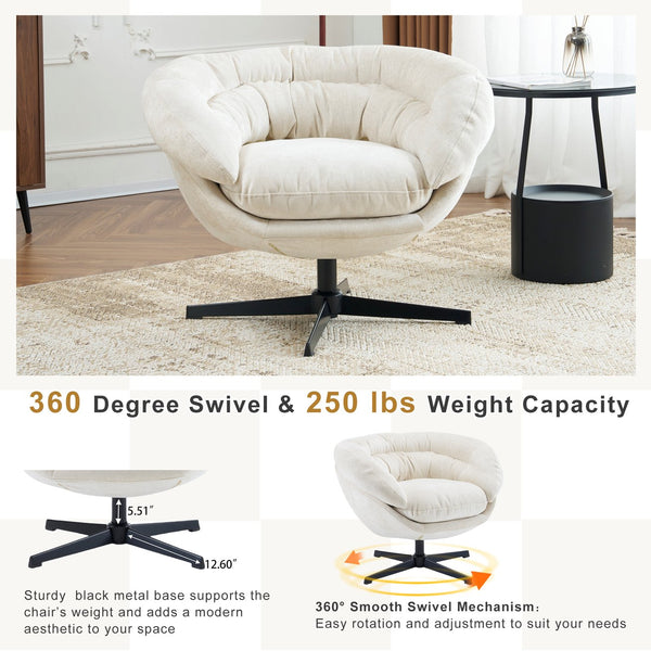 English Elm Christopher Knight Home® - Modern Chenille Office Chair 360° Swivel Accent Seat with Plush Upholstery, Compact Cozy Reading Spot Beige N817P207777B