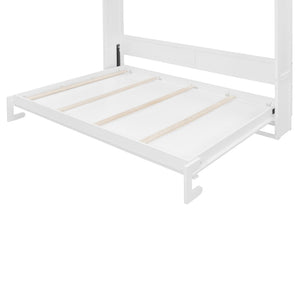 English Elm Queen Size Elegant Wall-Mounted Murphy Bed With Stylish Storage & Diamond Stripe Design, White N820S00062K-GIGA