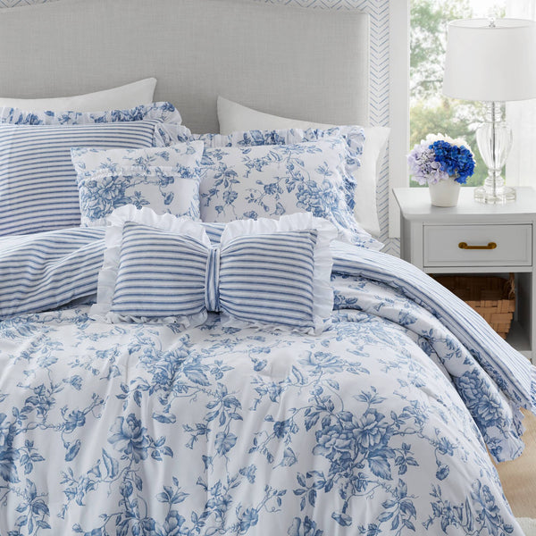 English Elm 5 Piece Full/Queen Comforter Set with Decorative Pillows - Soft Microfiber, Hypoallergenic, Cozy Layering Blue 16.54 L x 12.6 W x 7.87 H B035P381287