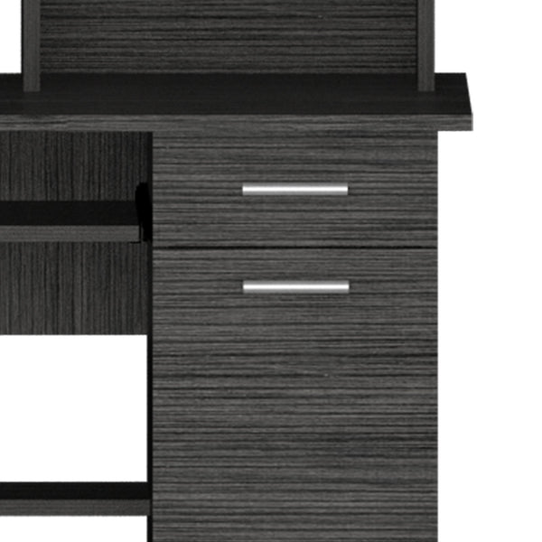 English Elm Weston Oak Writing Computer Desk with Hutch, Single Drawer & Cabinet, Six Shelves for Organized Workspaces B128S00171