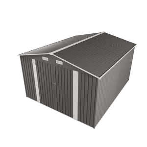 English Elm 10x12ft Galvanized Steel Outdoor Storage Shed with Vented Windows and Lockable Doors W3213S00002