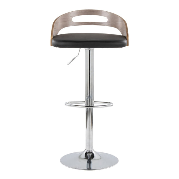 English Elm Adjustable Swivel Barstools Set of Two with Chrome Base Mid-century Kitchen Counter Seating Light Grey B202S01965