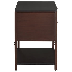 English Elm Tova Fluted 2-drawer Metal Frame Side Table with Open Shelf for Bedroom Living Room B062P451995