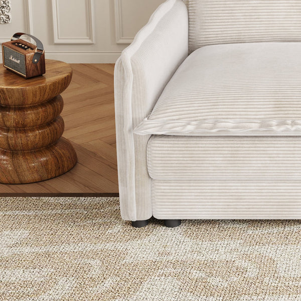 English Elm Corduroy 4-Seater Comfy Cloud Couch With Movable Footrests For Flexible Living Room Arrangements W834S00436