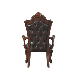 English Elm Black Black and Honey Oak Tufted Arm Chair Set of 2 — Plush Scalloped Seat, Nailhead Trim, Wood Arms, Luxurious Seating (2) B062P209275