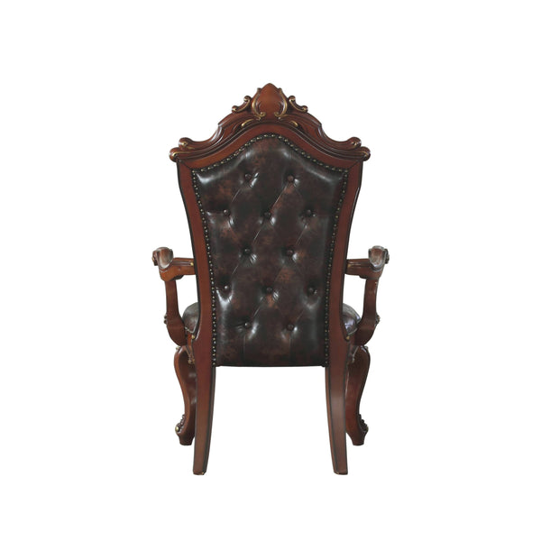 English Elm Black Black and Honey Oak Tufted Arm Chair Set of 2 — Plush Scalloped Seat, Nailhead Trim, Wood Arms, Luxurious Seating (2) B062P209275