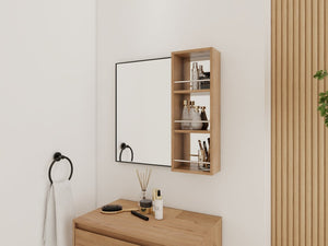 English Elm 10'' Wall Mount Bathroom Mirror Cabinet Open Shelf Plywood Melamine Storage Organizer W999P470292