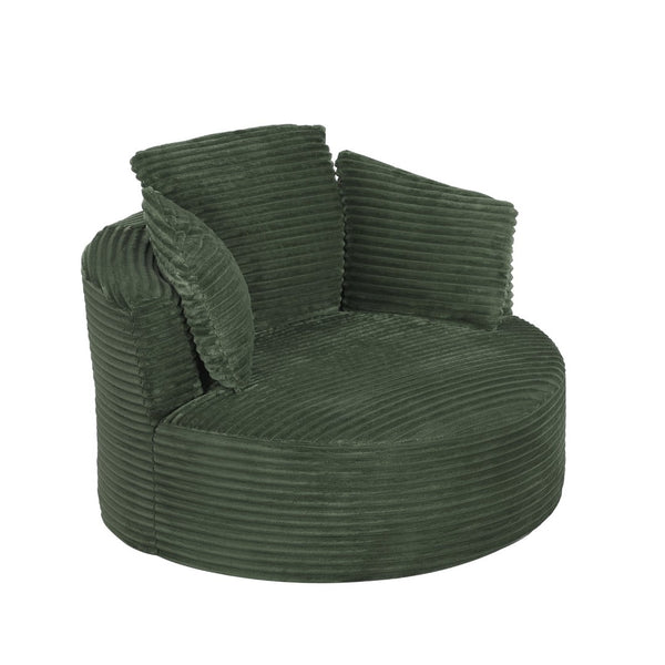 English Elm Compressible Corduroy Round Accent Chair Pocket Spring Cushioned Backrest for Apartments Green W2339P461269