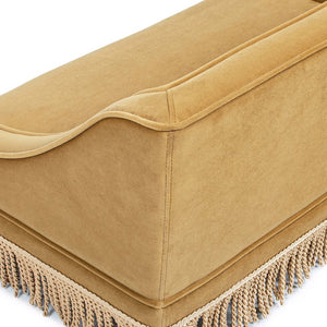 English Elm Duchess Regency Tufted Pet Sofa with Fringe Skirt Velvet Upholstery for Small Dogs Yellow B2719P479030