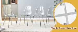 English Elm Table and Chair Set Tempered Glass Top with Six Transparent Seats for Modern Dining W1151S04556