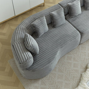 English Elm Curved Chenille Sectional Sofa Deep Seat Cloud Cushions Four Seater Modern Living Room Grey W3505P456571