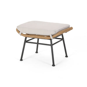 English Elm Christopher Knight Home® - Montana Light Brown Faux Rattan Outdoor Ottoman Set of 2 with Water-Resistant Cushions, Steel Frame Durable Elegance 65045.00LBRN
