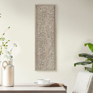 JLA Home Madison Park - Laser Cut Tree Framed Panel Wall Decor by Emily Warne — 12x36 laurel MDF art with whitewashed fir frame, ready-to-hang Natural MP95B-0275
