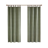 Madison Park Anaheim Casual Plaid Faux Leather Tab Top Curtain Panel with Fleece Lining MP40-8297 Green