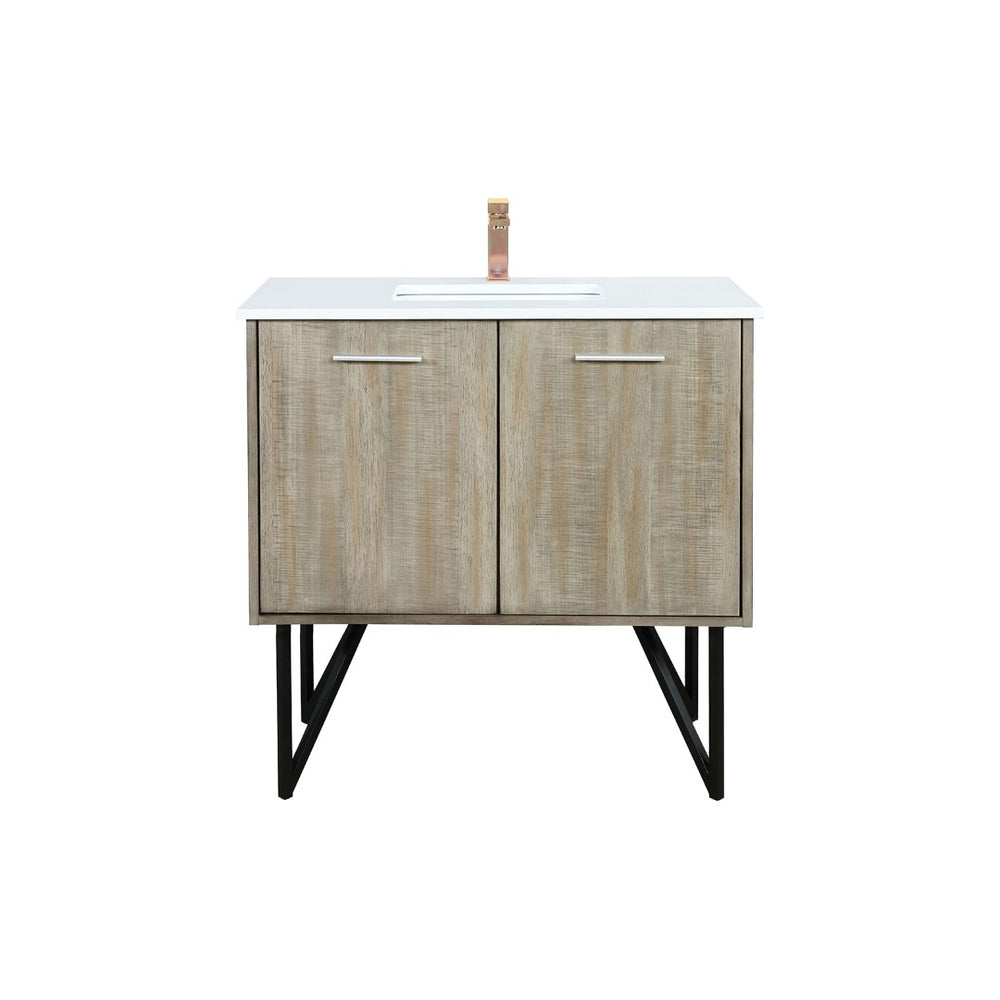 English Elm Rustic Acacia Bath Vanity With Cultured Marble Top, Rose Gold Faucet & Smart Storage Solution B2731P259682-GIGA