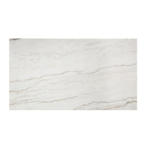 English Elm Edwyn Luxurious White Marble Top Dining Table with Double U Espresso Base, Natural Elegance B2726S00087