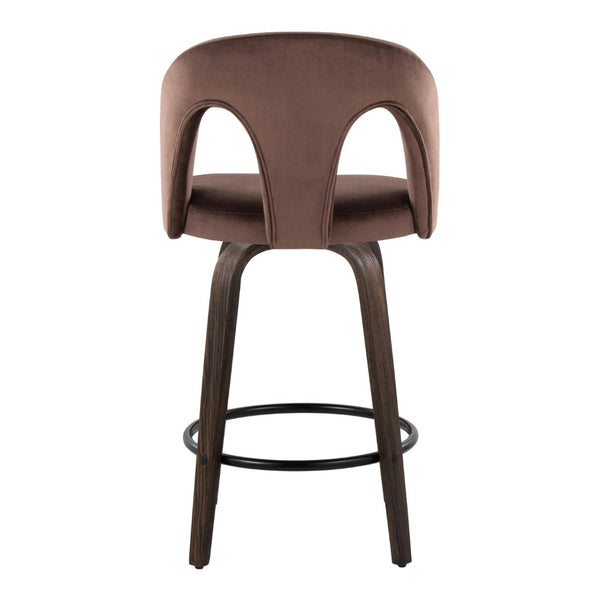 English Elm Fixed-height Swivel Counterstools Velvet Seat Bentwood Legs Kitchen Island Set B202S01793