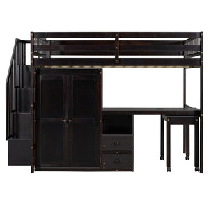 English Elm Queen Murphy Bed with Integrated Desk Cabinet Shelves Space Saving Studio Solution Espresso N708S00014P