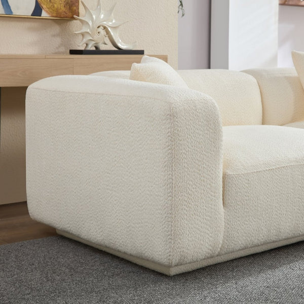 English Elm Modern Minimalist Polyester Sectional Sofa with Ottoman for Open Concept Living Spaces Beige W2085S00097