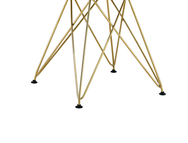 English Elm Modern Dining Chairs Set Of 4 - Elegant Beige Shell Seat With Golden Steel Legs For Any Space W370P207515