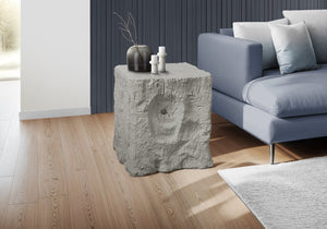 English Elm Accent Table Square Magnesium Oxide Wood-look Finish for Indoor Outdoor Modern Spaces B2710P461671