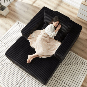 English Elm 75-Inch Corduroy Sponge Lounge Chair With Removable Footrest - Effortlessly Cozy For Any Space W834P206096
