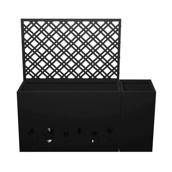 English Elm 2-piece Galvanized Steel Raised Planter with Integrated Trellis for Climbing Vines Outdoor W1586P455900