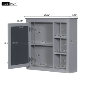 English Elm 30'' Modern Bathroom Vanity Set With Mirror, Stylish Freestanding Cabinet, Ample Storage & Sink SW000127AAE-1