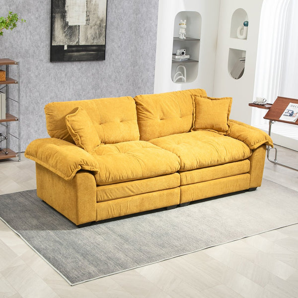 English Elm 84" Chenille Sofa Loveseat with Memory Foam & Pocket Springs, Plush Dual-Layer Comfort, Sturdy Frame Yellow W676S00012