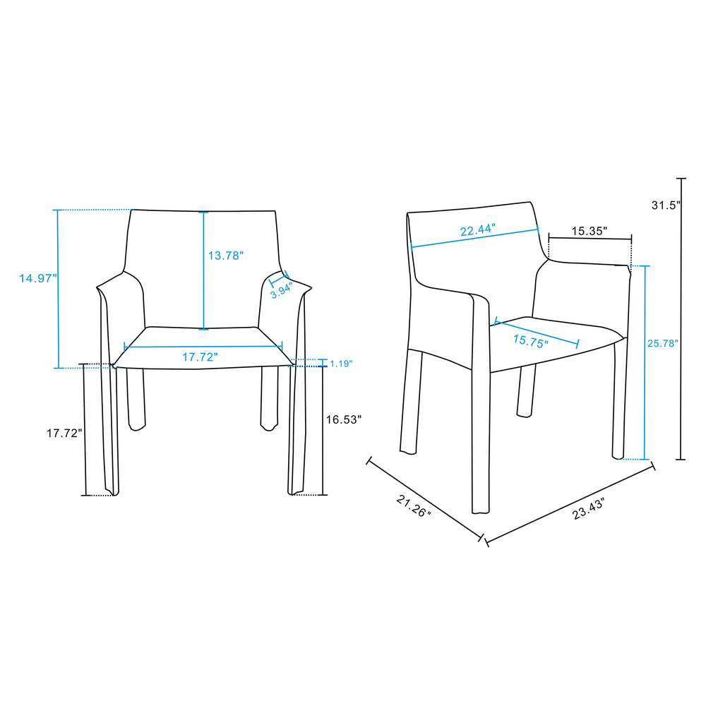 English Elm Vogue Vegan Leather Dining Chair with Metal Frame, Faux Leather Upholstery, High-Density Foam Padding Grey B365P398286