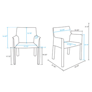 English Elm Vogue Vegan Leather Dining Chair with Metal Frame, Faux Leather Upholstery, High-Density Foam Padding Grey B365P398286