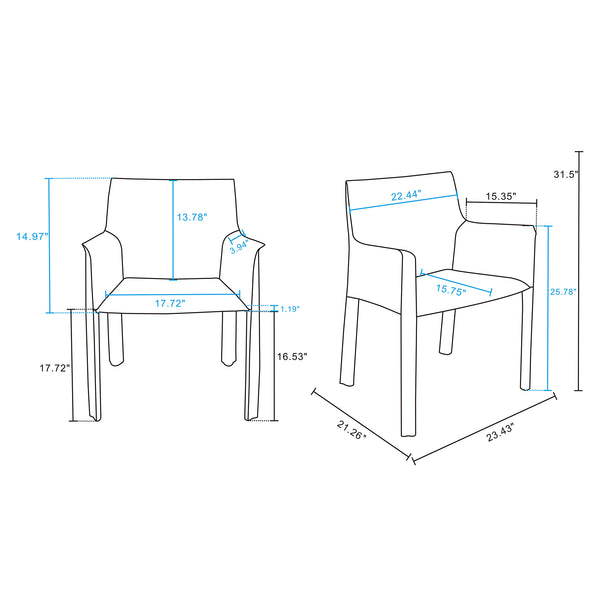 English Elm Vogue Vegan Leather Dining Chair with Metal Frame, Faux Leather Upholstery, High-Density Foam Padding Grey B365P398286