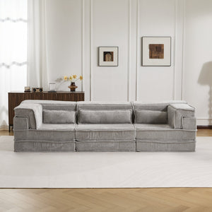 English Elm Compression Mahjong Sofa Bed – Versatile Modular Floor Sofa With No Assembly, Soft Fleece & Pillows W3723S00020