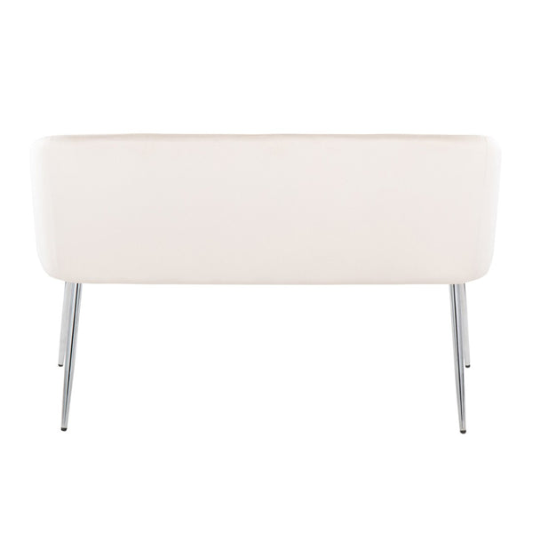 English Elm Bench Velvet Upholstered Glam Seating with Chrome Legs for Bedroom or Entryway B202P471366