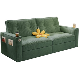 English Elm W3820s00010 Corduroy Sleeper Sofa Pull Out Guest Bed for Studio Apartments and Small Spaces Green W3820S00029