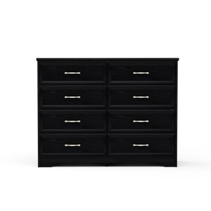 English Elm Modern Elegant Chest of Drawers with Antique Gold Knobs, 8-Drawer Durable Clothes Organizer, Waterproof Finish Black W1668P182256