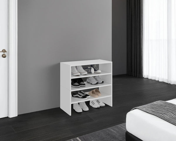 English Elm Fm Furniture Berlin Four Tier Open Shelf Shoe Rack Engineered Wood Entryway Organizer B128S00259